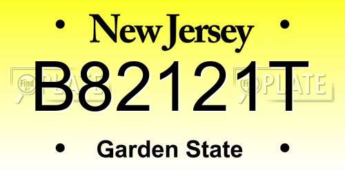 B82121T New Jersey License Plate