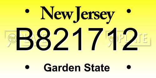 B821712 New Jersey License Plate