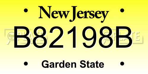 B82198B New Jersey License Plate
