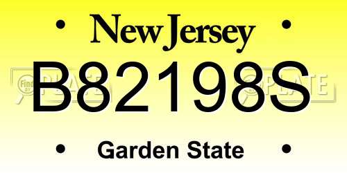 B82198S New Jersey License Plate