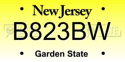 B823BW New Jersey License Plate