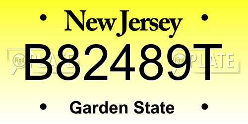 B82489T New Jersey License Plate