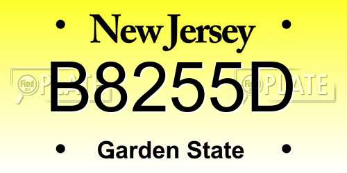 B8255D New Jersey License Plate