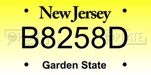 B8258D New Jersey License Plate