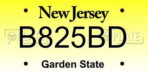 B825BD New Jersey License Plate