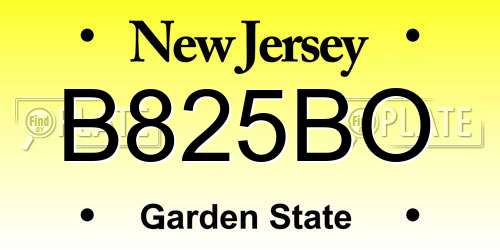 B825BO New Jersey License Plate