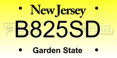 B825SD New Jersey License Plate