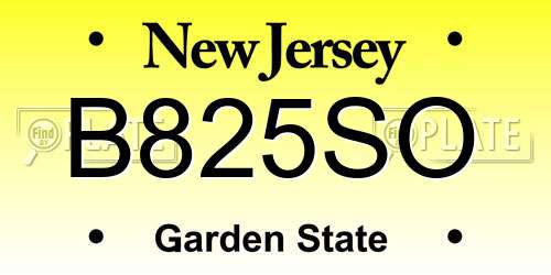 B825SO New Jersey License Plate