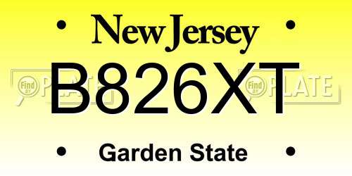B826XT New Jersey License Plate