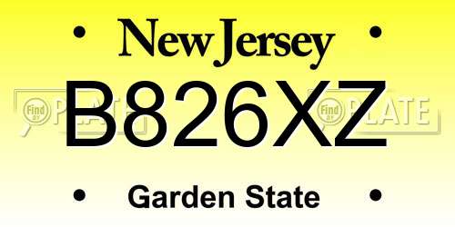 B826XZ New Jersey License Plate