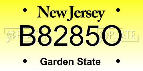 B8285O New Jersey License Plate