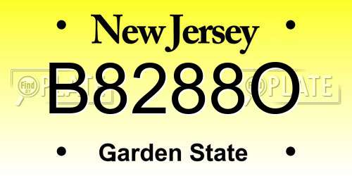B8288O New Jersey License Plate