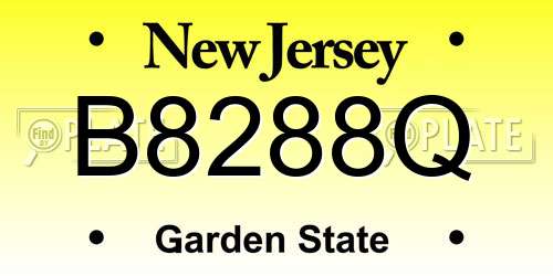B8288Q New Jersey License Plate