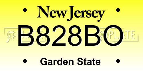 B828BO New Jersey License Plate