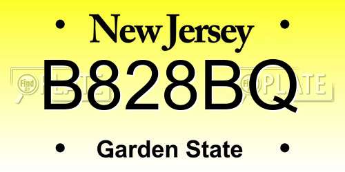 B828BQ New Jersey License Plate
