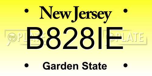 B828IE New Jersey License Plate