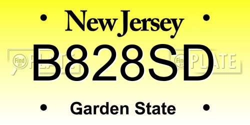B828SD New Jersey License Plate
