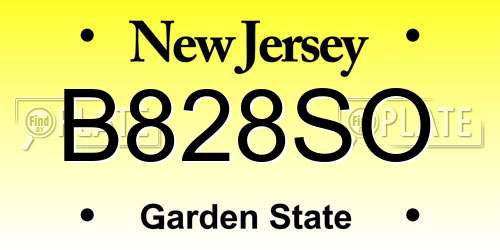 B828SO New Jersey License Plate