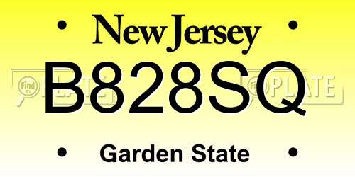 B828SQ New Jersey License Plate