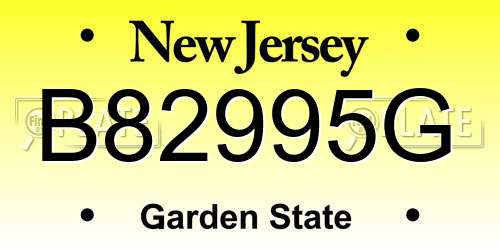 B82995G New Jersey License Plate