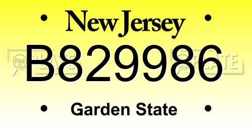 B829986 New Jersey License Plate