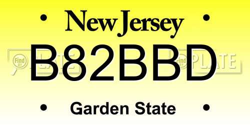 B82BBD New Jersey License Plate