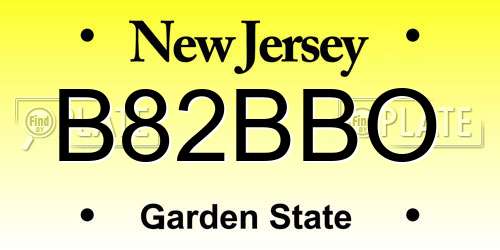 B82BBO New Jersey License Plate
