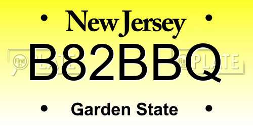 B82BBQ New Jersey License Plate