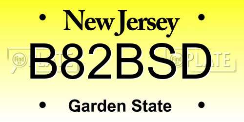 B82BSD New Jersey License Plate