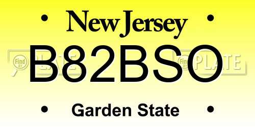 B82BSO New Jersey License Plate
