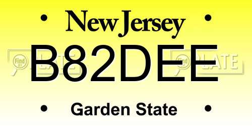 B82DEE New Jersey License Plate