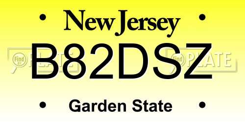 B82DSZ New Jersey License Plate
