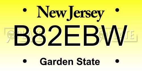 B82EBW New Jersey License Plate