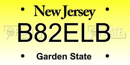 B82ELB New Jersey License Plate
