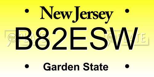 B82ESW New Jersey License Plate