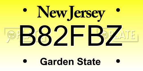 B82FBZ New Jersey License Plate