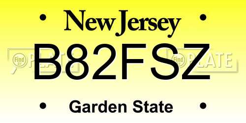 B82FSZ New Jersey License Plate