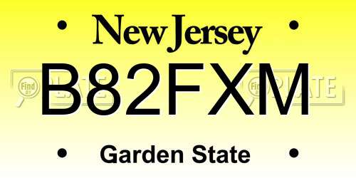 B82FXM New Jersey License Plate