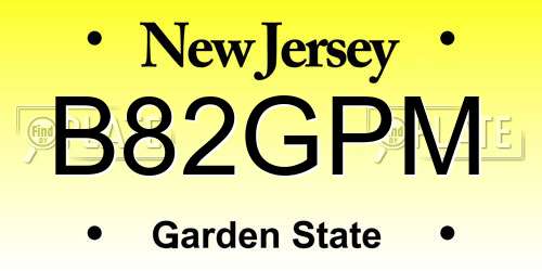 B82GPM New Jersey License Plate