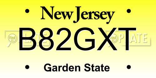 B82GXT New Jersey License Plate