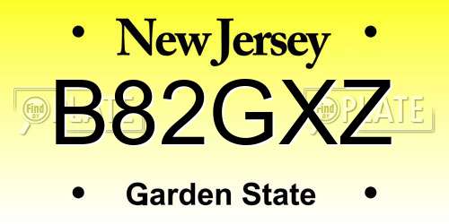 B82GXZ New Jersey License Plate