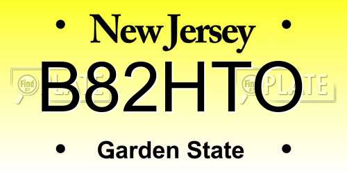 B82HTO New Jersey License Plate