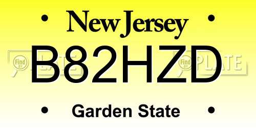 B82HZD New Jersey License Plate