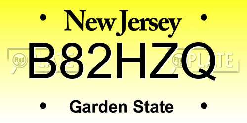 B82HZQ New Jersey License Plate