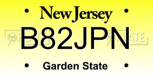 B82JPN New Jersey License Plate