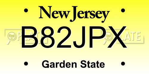 B82JPX New Jersey License Plate