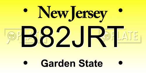 B82JRT New Jersey License Plate