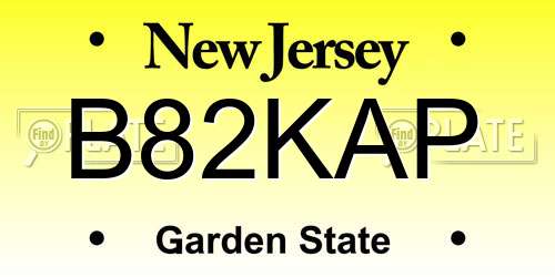 B82KAP New Jersey License Plate