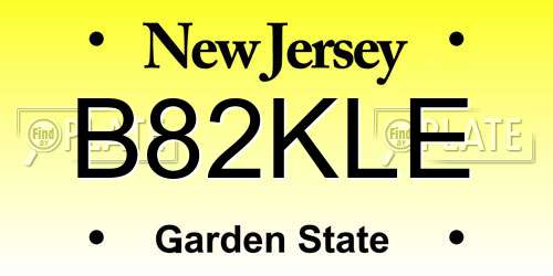 B82KLE New Jersey License Plate