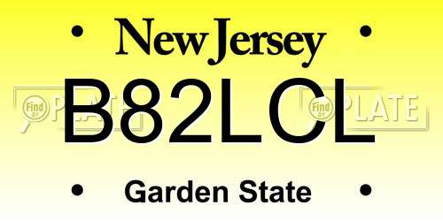 B82LCL New Jersey License Plate
